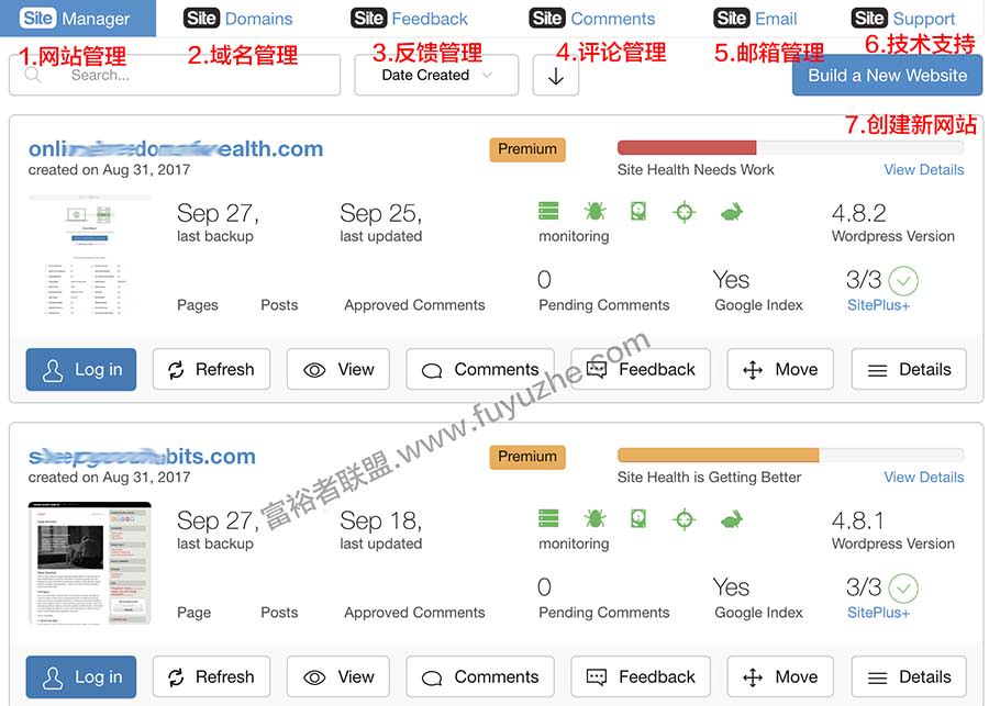 Wealthy Affiliate 主机管理